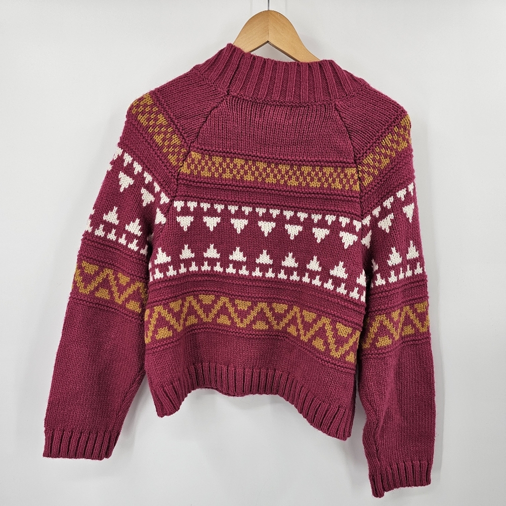 Universal Thread Magenta Fair Isle Knit Sweater with Mustard & Cream Accents - Picture 5 of 7